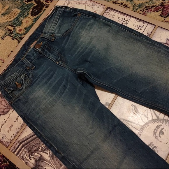 Kids Girls True Religion Button Pocket Straight Leg Jeans - Picture 5 of 8